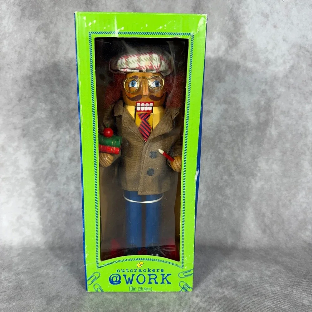 Vtg World Market Nutcrackers @ Work Professor Teacher Writer Wood Nutcracker NIB